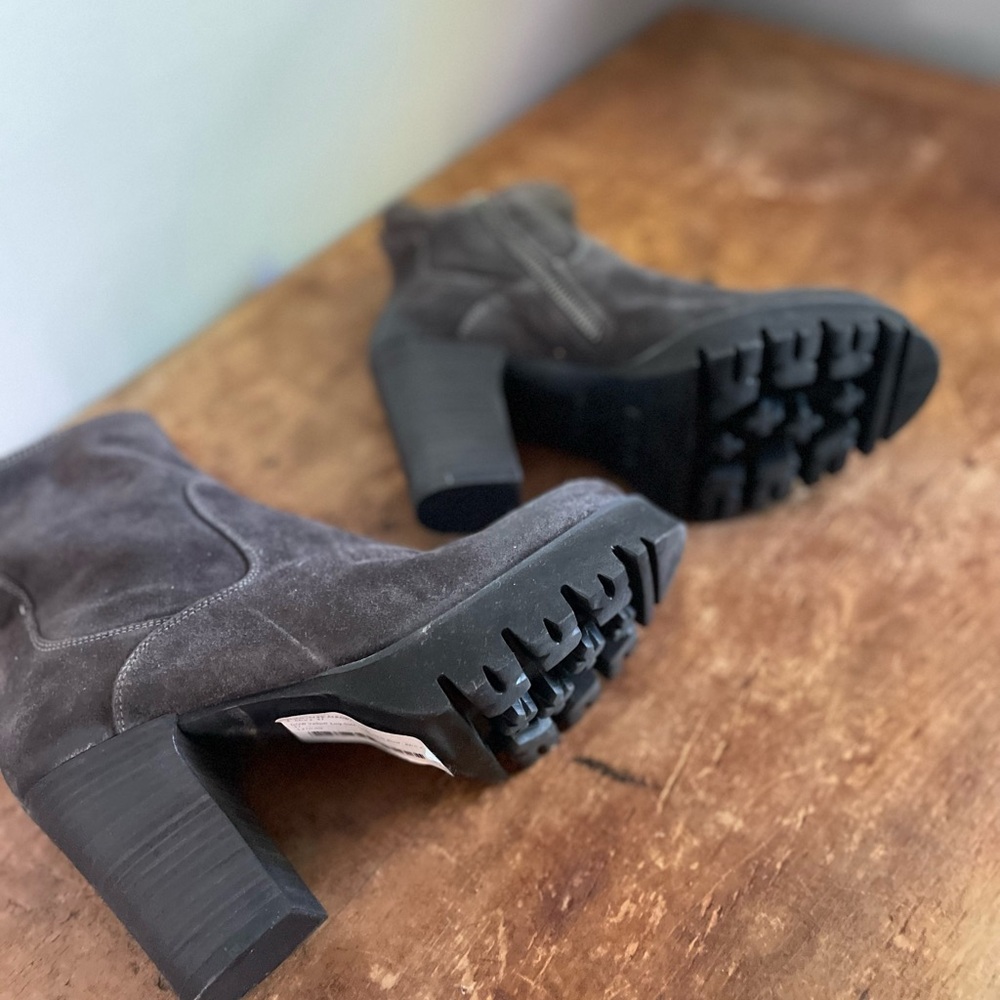 Now Velour Lug Sole High Heel Boots View 6